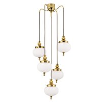 Pendelleuchte Messing massiv Glas 55 cm breit E27