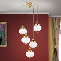 Pendelleuchte Messing massiv Glas 55 cm breit E27