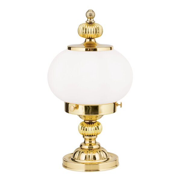 Tischlampe Messing Glas 33 cm hoch E27 rund Jugendstil