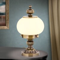 Nachttischlampe Echt-Messing Glas 33 cm hoch E27 rund