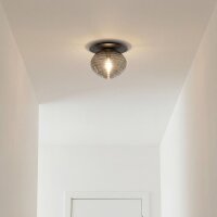 Deckenleuchte Rauchglas Metall Schwarz E27 &Oslash;20 cm...