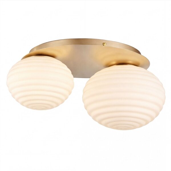 Deckenleuchte Glas Metall Gold E27 45 cm 2-flammig