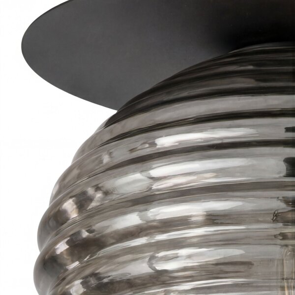 Deckenlampe Rauchglas Metall Schwarz E27 Ø35 cm rund