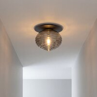 Deckenlampe Rauchglas Metall Schwarz E27 &Oslash;35 cm rund