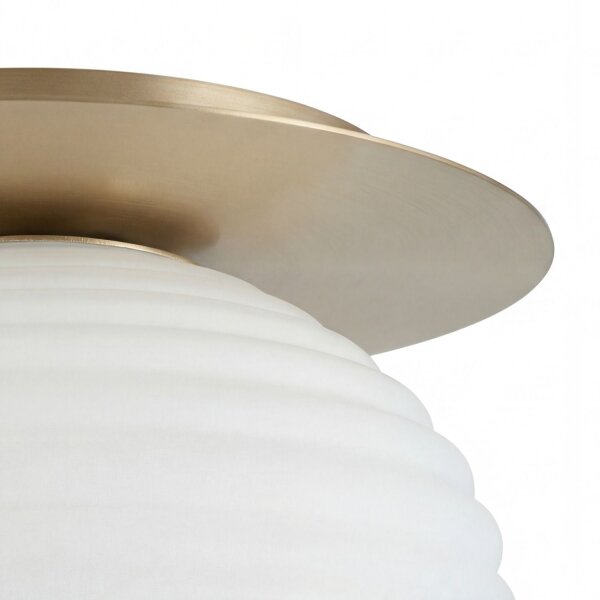 Deckenlampe Glas Metall Weiß Gold E27 Ø35 cm rund