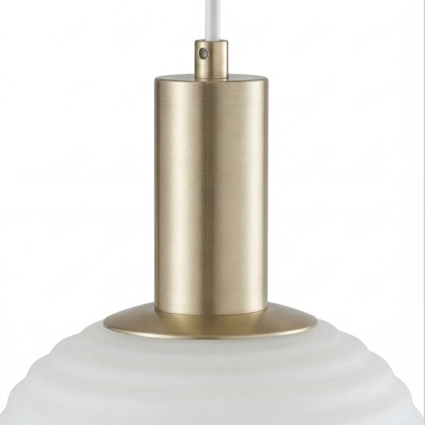 Pendelleuchte Glas Metall Ø18 cm rund E27 Gold Weiß