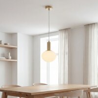 Pendelleuchte Glas Metall Ø18 cm rund E27 Gold...