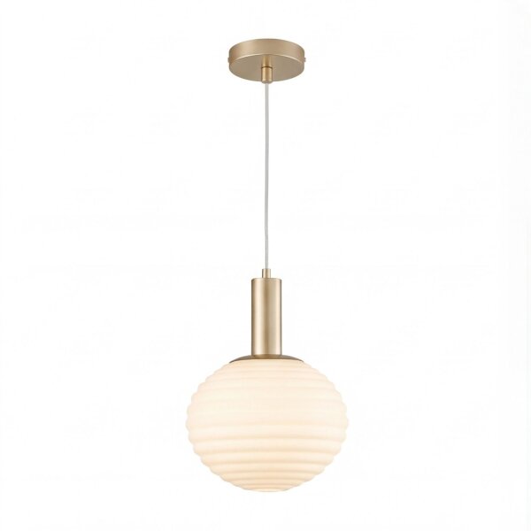 Hängelampe Glas Metall Ø32 cm rund E27 Gold Weiß