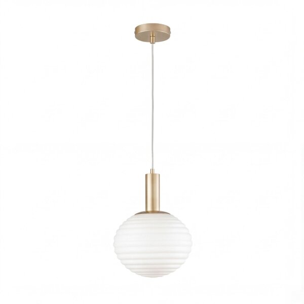 Hängelampe Glas Metall Ø32 cm rund E27 Gold Weiß