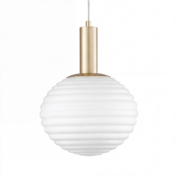 Hängelampe Glas Metall Ø32 cm rund E27 Gold Weiß