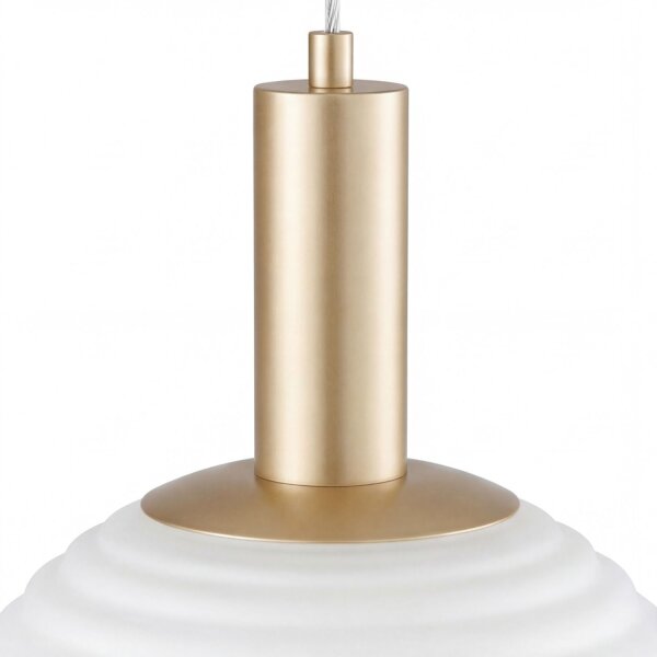 Hängelampe Glas Metall Ø32 cm rund E27 Gold Weiß