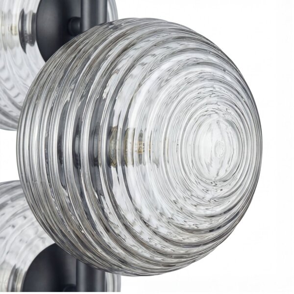 Hängelampe Rauchglas Metall Schwarz B:32,5 cm E27