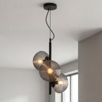 H&auml;ngelampe Rauchglas Metall Schwarz B:32,5 cm E27