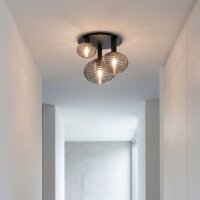 Deckenlampe Rauchglas Metall Schwarz E27 53,5 cm 3-flmg