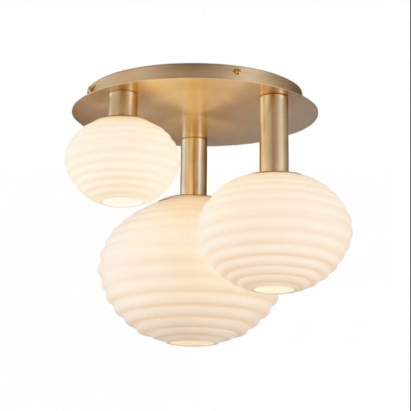 Deckenlampe Glas Metall Gold E27 53,5 cm 3-flammig