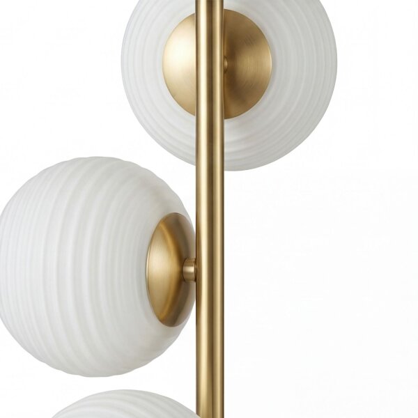 Stehleuchte Gold Weiß Metall Glas Schalter 160 cm E27