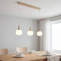 Hängelampe Holz Glas blendarm L:97 cm E14 3-flammig