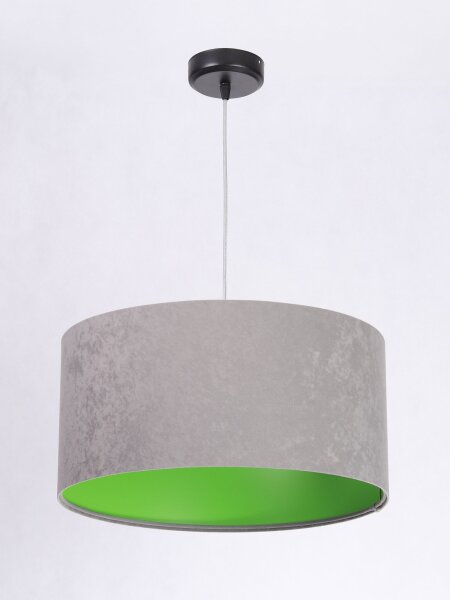 Suspension ronde Tissu Abat-jour Gris Vert Table à manger JERRY