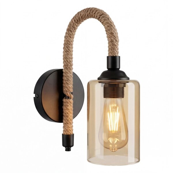 Wandlampe Metall Rauchglas H: 31 cm E27 Rustikal AHRENS