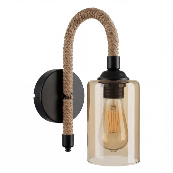 Wandlampe Metall Rauchglas H: 31 cm E27 Rustikal AHRENS