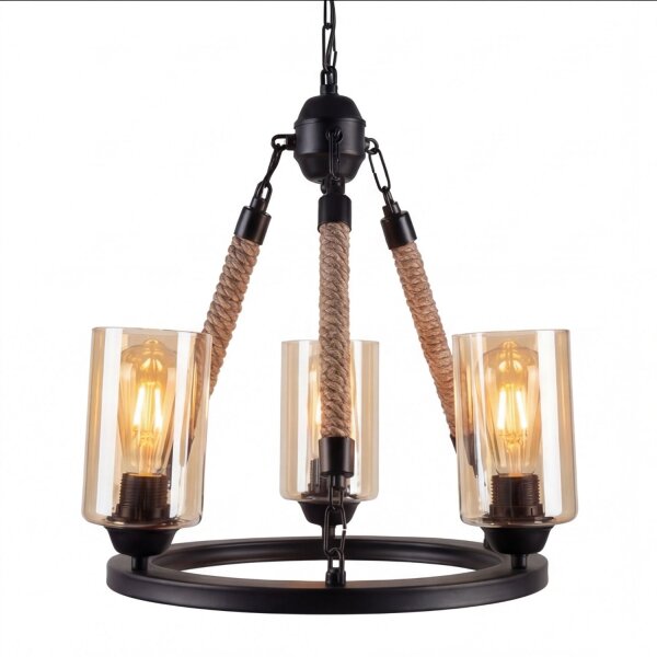 Kronleuchter Metall Rauchglas E27 B: 45 cm 3-flammig