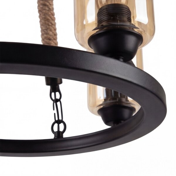 Kronleuchter Metall Rauchglas E27 B: 45 cm 3-flammig