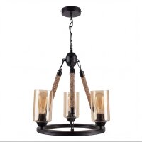Kronleuchter Metall Rauchglas E27 B: 45 cm 3-flammig