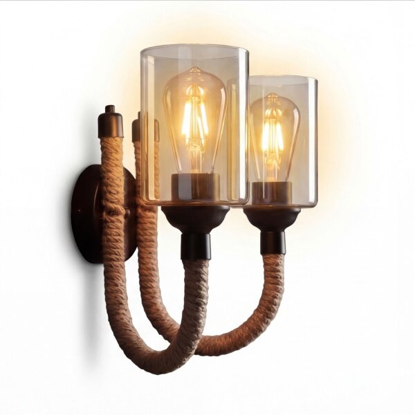 Wandlampe Metall Rauchglas E27 B: 40 cm 2-flammig