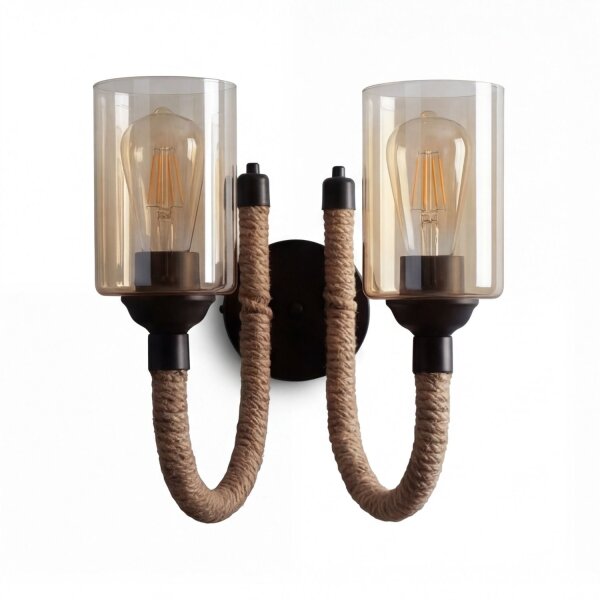 Wandlampe Metall Rauchglas E27 B: 40 cm 2-flammig