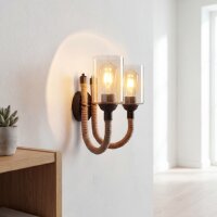 Wandlampe Metall Rauchglas E27 B: 40 cm 2-flammig
