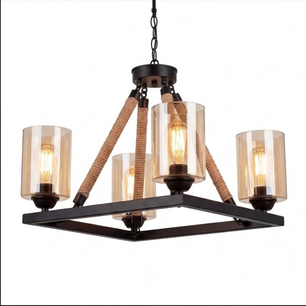 Kronleuchter Metall Rauchglas E27 B: 40 cm 4-flammig