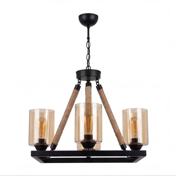 Kronleuchter Metall Rauchglas E27 B: 40 cm 4-flammig