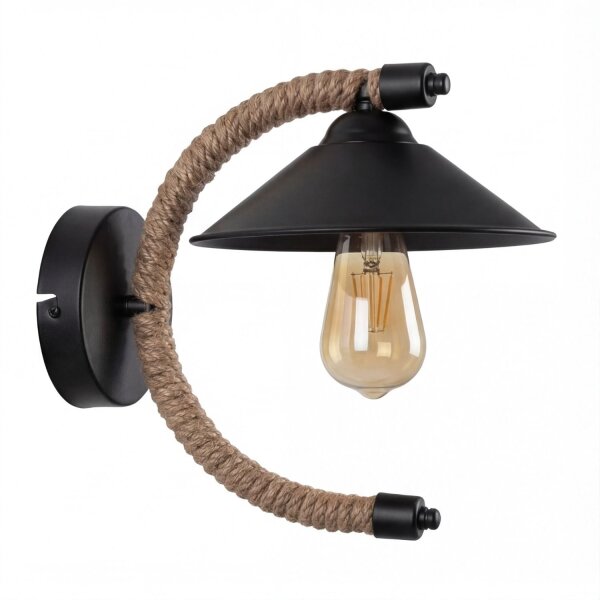 Wandleuchte Metall H: 29 cm Natur Schwarz E27 ALVERA