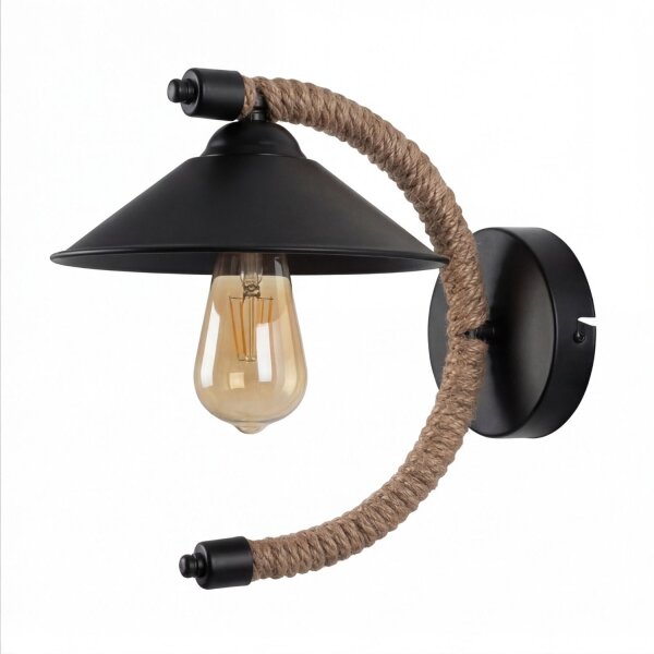 Wandleuchte Metall H: 29 cm Natur Schwarz E27 ALVERA