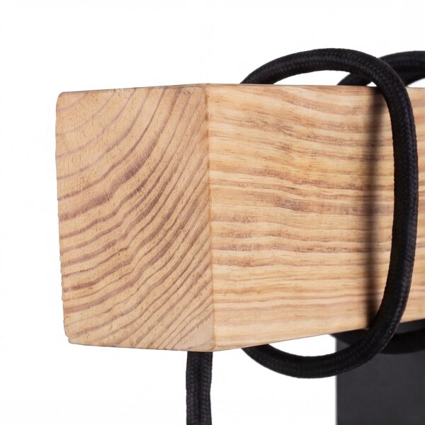 Wandlampe Metall E27 16 cm hoch geflammtes Holz Schwarz