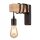 Wandlampe Metall E27 16 cm hoch geflammtes Holz Schwarz