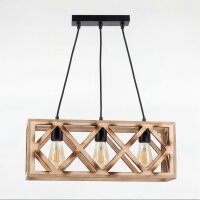 Hängeleuchte Metall Holz H: max. 105 cm E27 3-flammig