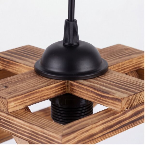 Pendelleuchte Metall Holz E27 H: max. 130 cm eckig