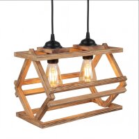 Hängelampe Metall Holz H: max. 115 cm E27 2-flammig