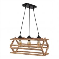 Hängelampe Metall Holz H: max. 110 cm E27 3-flammig