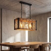 Pendelleuchte Metall Holz H: max. 105 cm E27 2-flammig