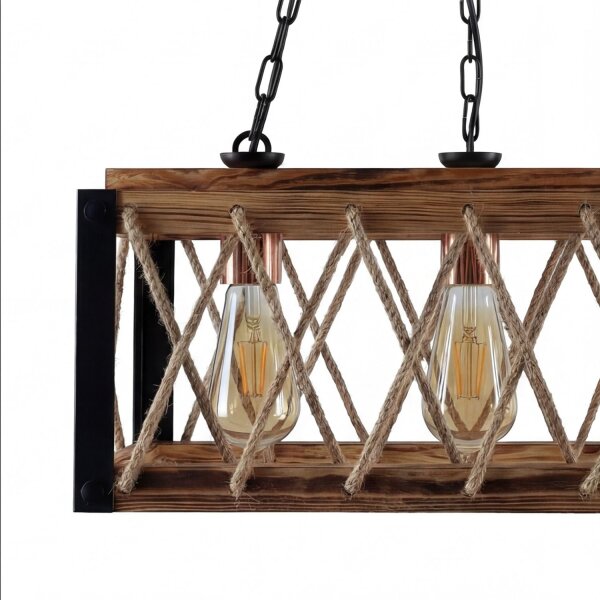 Pendelleuchte Holz Metall E27 H: max. 80 cm 3-flammig