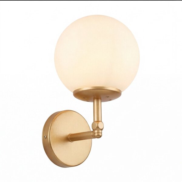 Wandlampe Metall Glas H: 24 cm in Gold Weiß E27 Retro