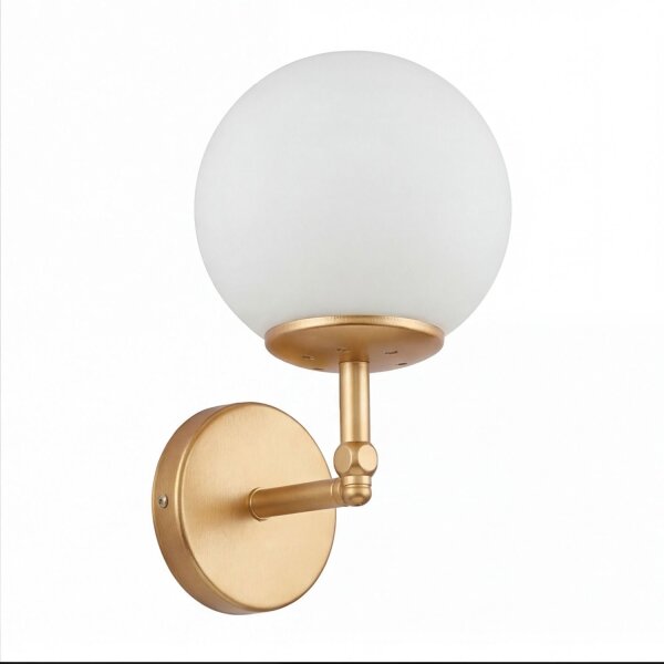Wandlampe Metall Glas H: 24 cm in Gold Weiß E27 Retro
