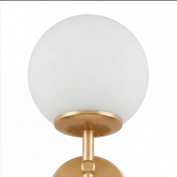 Wandlampe Metall Glas H: 24 cm in Gold Weiß E27 Retro