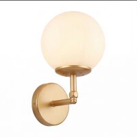 Wandlampe Metall Glas H: 24 cm in Gold Weiß E27 Retro