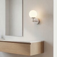 Wandlampe Metall Glas E27 24 cm hoch in Silber Wei&szlig;
