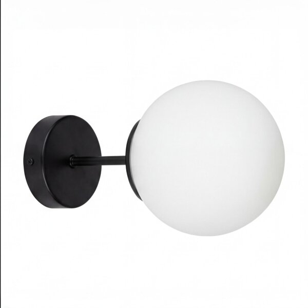 Wandleuchte Glas Metall E27 H: 22 cm Schwarz Weiß