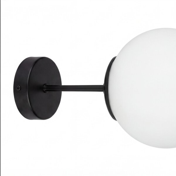 Wandleuchte Glas Metall E27 H: 22 cm Schwarz Weiß
