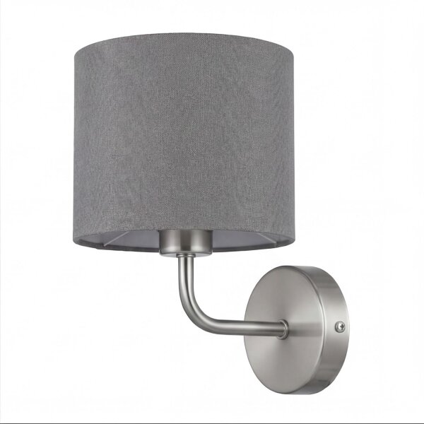 Wandleuchte Metall Stoff 26 cm hoch in Silber Grau E27